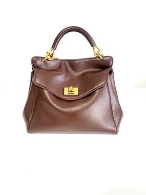 JW PEI Brown Top-Handle Mini Satchel with Gold Hardware